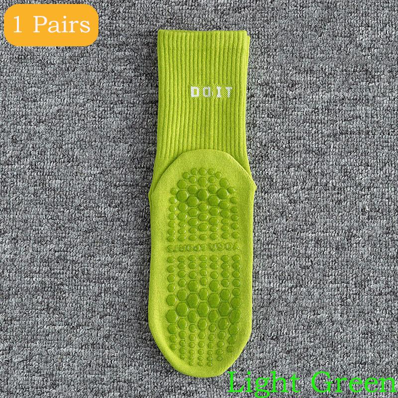 2 пары спортивных носков, хлопковые носки до середины голени для йоги, однотонные, полосатые, дышащие, нескользящие, для занятий фитнесом в помещении, для танцев в спортзале, пилатеса
