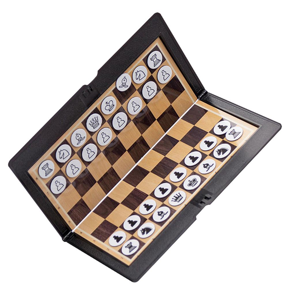Foldable Chess Board Mini Size Magnetic Chess Set Travel Portable Wallet Pocket Chess Board Game for Camping Family Game