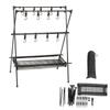 Outdoor Camping Hanging Rack Outdoor Portable Double Layer Camping Rack with Mesh Pocket