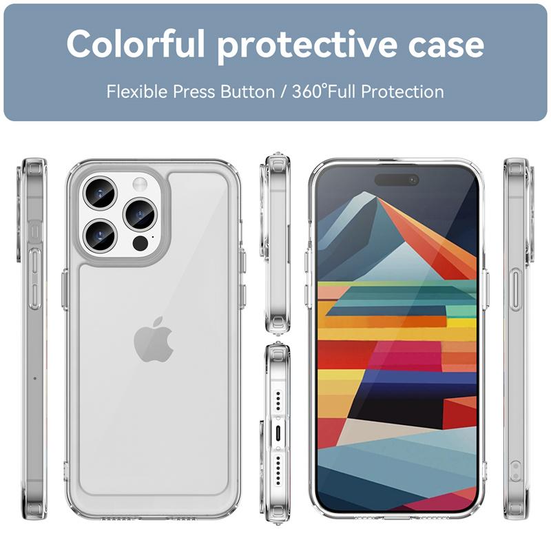 Чехол-накладка для iPhone 16 Pro Max Capas Новый Противоударный Бампер для Телефона Задняя Броня Прозрачный iPhone 16 Plus