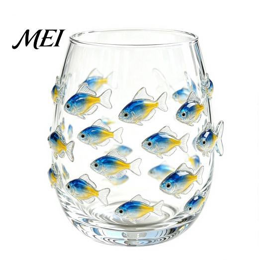 Ocean Style Bar Accessory Octopus Stemless Wine Glass, 3D Marine Animal Printed Themed Glassware Borosilicate Glassware, for Cocktails And Home Unique