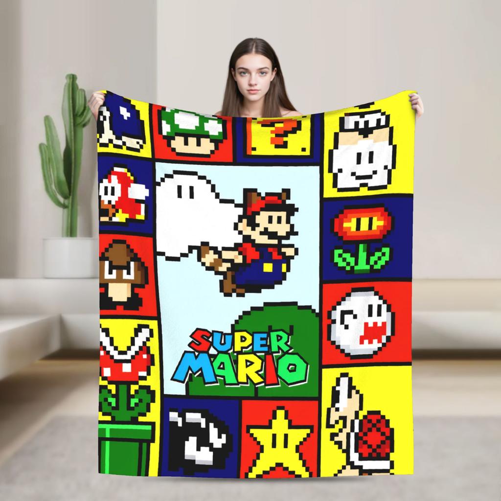Yoshi Game Marios Blanket Fleece Decoration Portable Warm Throw Blankets for Bedding Outdoor Rug Piece