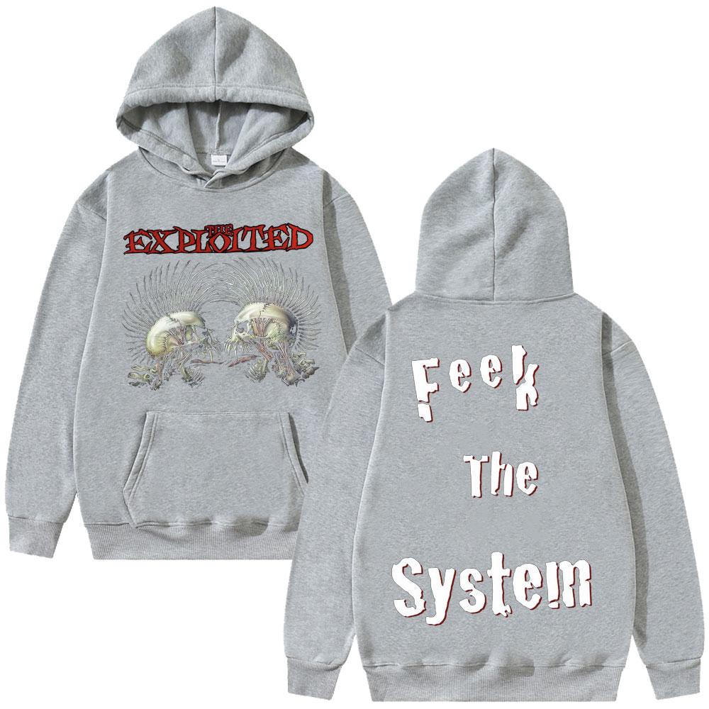 Худи с двусторонним принтом The Exploited, осень-зима, мужское, хип-хоп, готическое, ретро, толстовка, мужские панк худи оверсайз