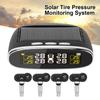 Car Tire Pressure Alarm Monitor System Temperature Alert With 4 Internal/External Sensor Solar Power TPMS Waterproof