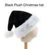 Santa Hat Plush Eye-catching Widely Use Black Soft Xmas Santa Cap for Home