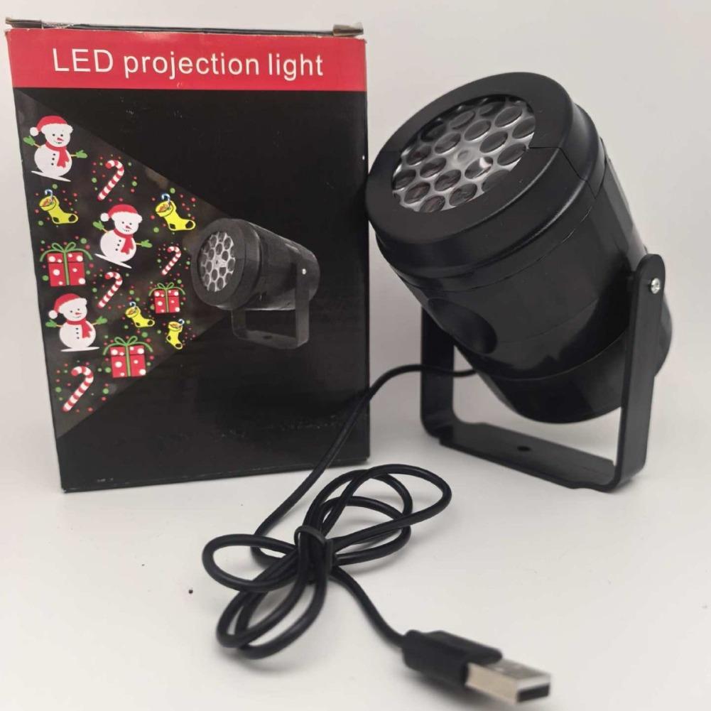 USB LED Christmas Projector Dynamic Rotating Snowflake Projector USB Powered Xmas Holiday Party Halloween Rotating Projection