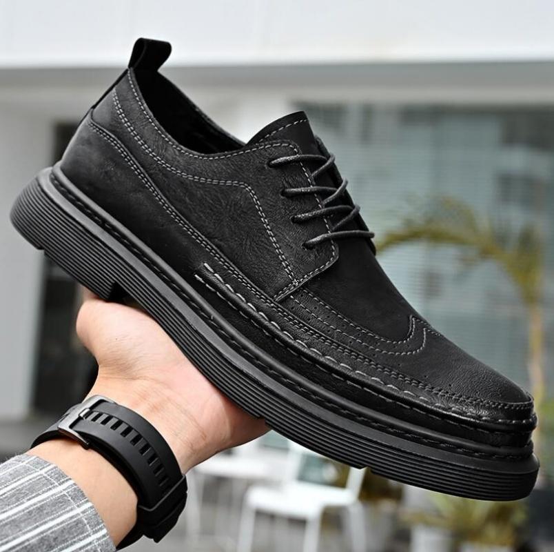 Модные мужские повседневные туфли из натуральной кожи, роскошные мужские оксфорды, броги в британском стиле, мужская обувь на шнуровке для отдыха, большие размеры 38-46