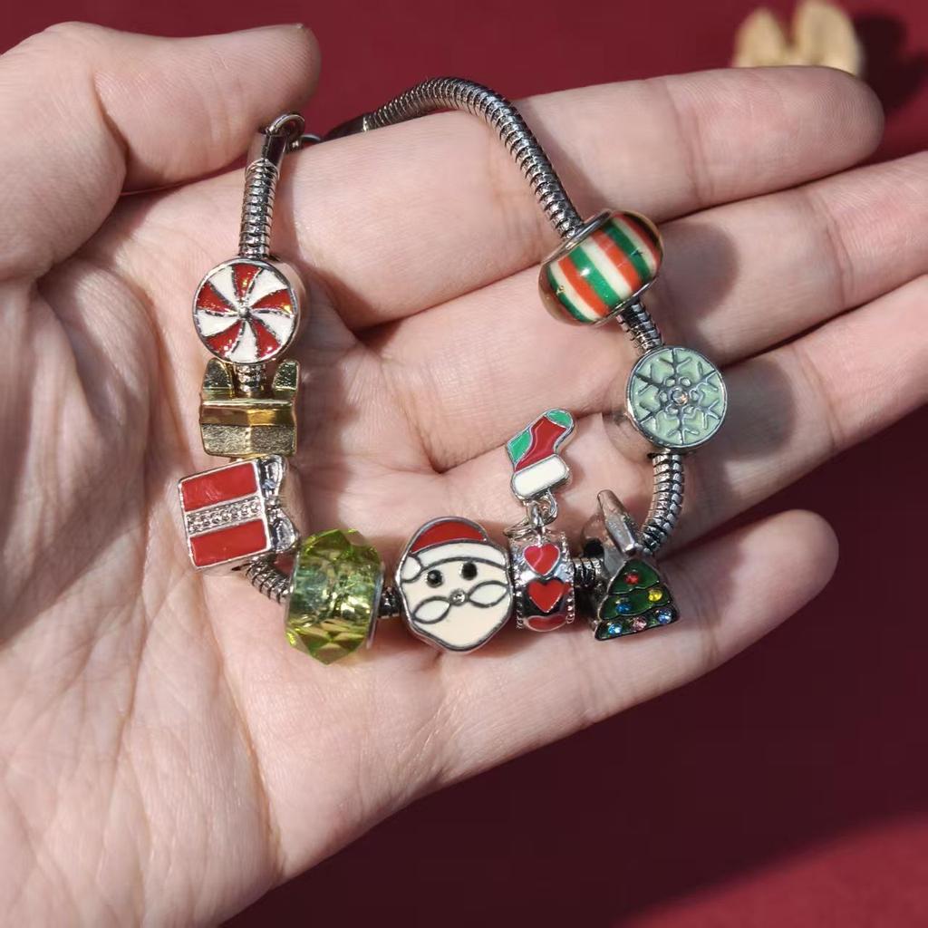 Мультяшный браслет из бусин Санта - Европейские и американские праздничные украшения для женщин