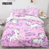 Unicorn Duvet Cover King Queen Cute White Cartoon Animal Bedding Set Children Boys Girl Western Fairy Tale Polyester Quilt Cover
