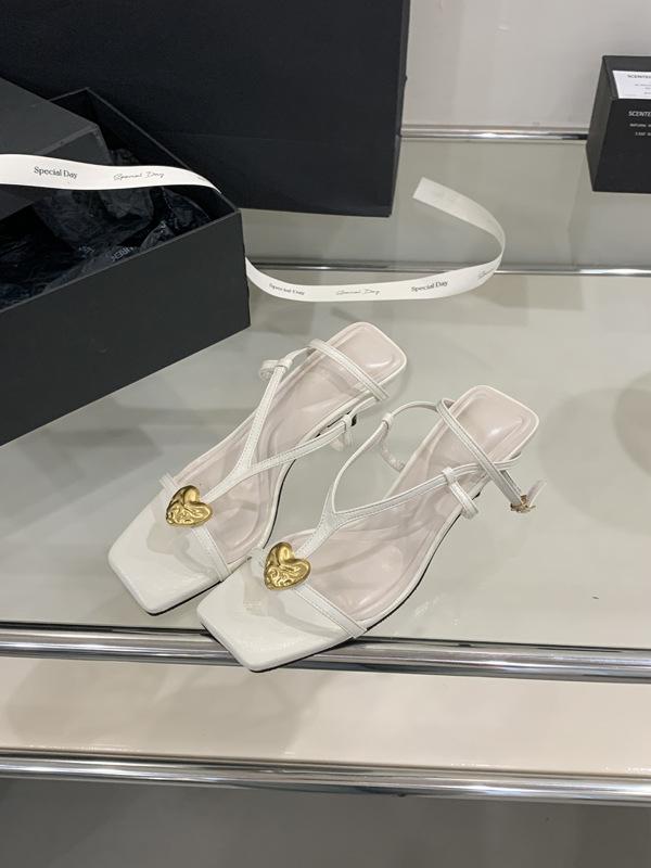 Women'S Shoes Metal Buckle Ankle Strap Square Toe Thin Heel Open Toe Summerthinbeltsocialite Sandalsskirt-Matching Shoes