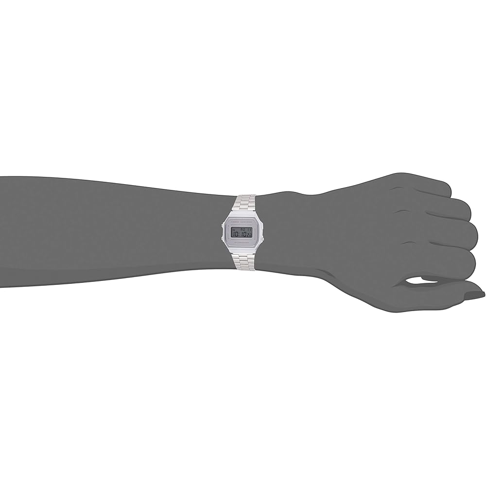 Casio A168WEM-7D Digital Watch Stainless Steel Band Water Resistant Retro Style