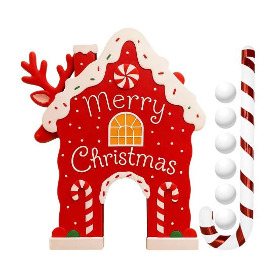 Рождественский пряничный набор для гольфа, игра для вечеринки в помещении, игра в гольф с клюшкой в виде леденца и 6 мячами, праздничные игры для семьи, детей, взрослых