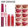 HER ORANGE~Funnix Series Double-headed Lip Glaze Matte Velvet White Lip Gloss Long-lasting Colorful Hydrating Toothed Lips