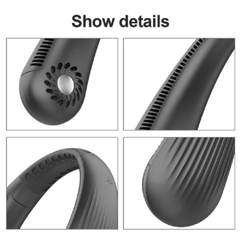 2024 Модернизированный портативный шейный вентилятор Hands Free Персональный мини-безлопастной вентилятор Перезаряжаемый через USB 3-скоростной вентилятор Воздушный охладитель Спорт на открытом воздухе