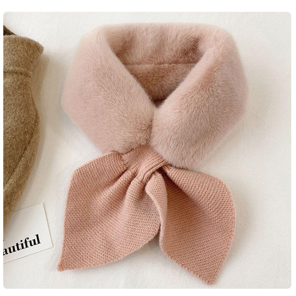 Coffee Color Faux Fur Rabbit Women Autumn Winter Thicken Warm Knitted Wool Scarf Neck Guard Scarves