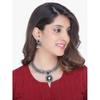 Exclusive Antique Design Vintage Oxidised Silver Kolhapuri Stone Choker Necklace Set with Jhumka Earrings for Women and Girls