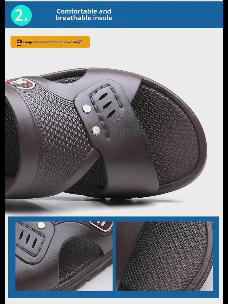 2024 Мужские повседневные нескользящие дышащие сандалии для отдыха на открытом воздухе: Износостойкие пляжные и автомобильные тапочки