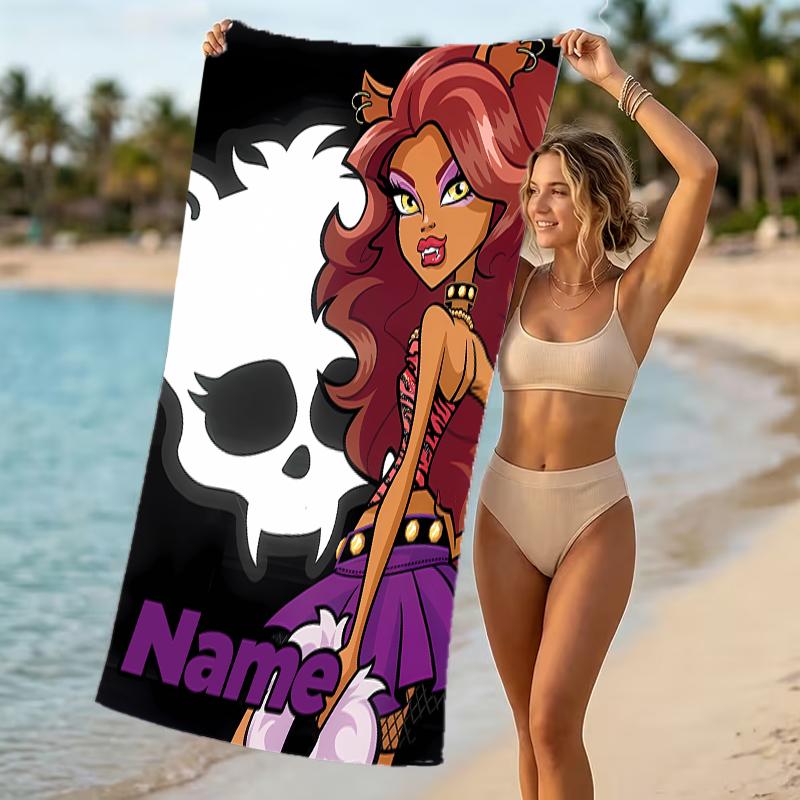 Customizable personalized beach towels Monster High themed designs.Suitable for the beach, yoga, sports;ideal as beach accessories