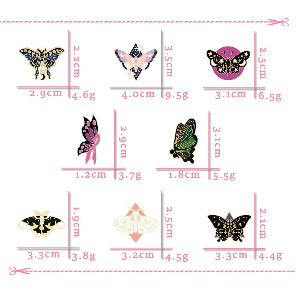 Small Retro Insect Butterfly Lapel Pins Cartoon Moon Phase Moth Brooch Cute Exquisite Enamel Badge Bag Accessories Gifts Jewelry