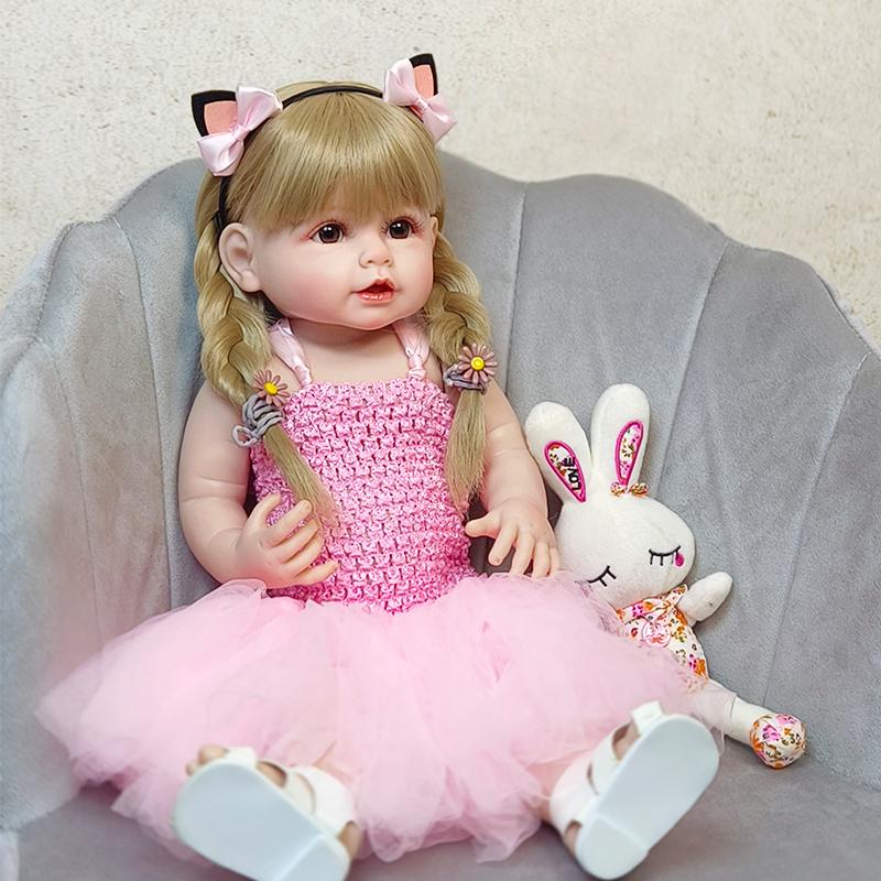 55 см кукла реборн, полностью силиконовая виниловая игрушка для новорожденных для девочек, принцесса Бебе, сопровождающая игрушка
