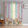 Easter Window Sheer Curtains for Bedroom Living Room Easter Egg Easter Bunny Spring Flower Chiffon Voile Sheer Drapes Curtain