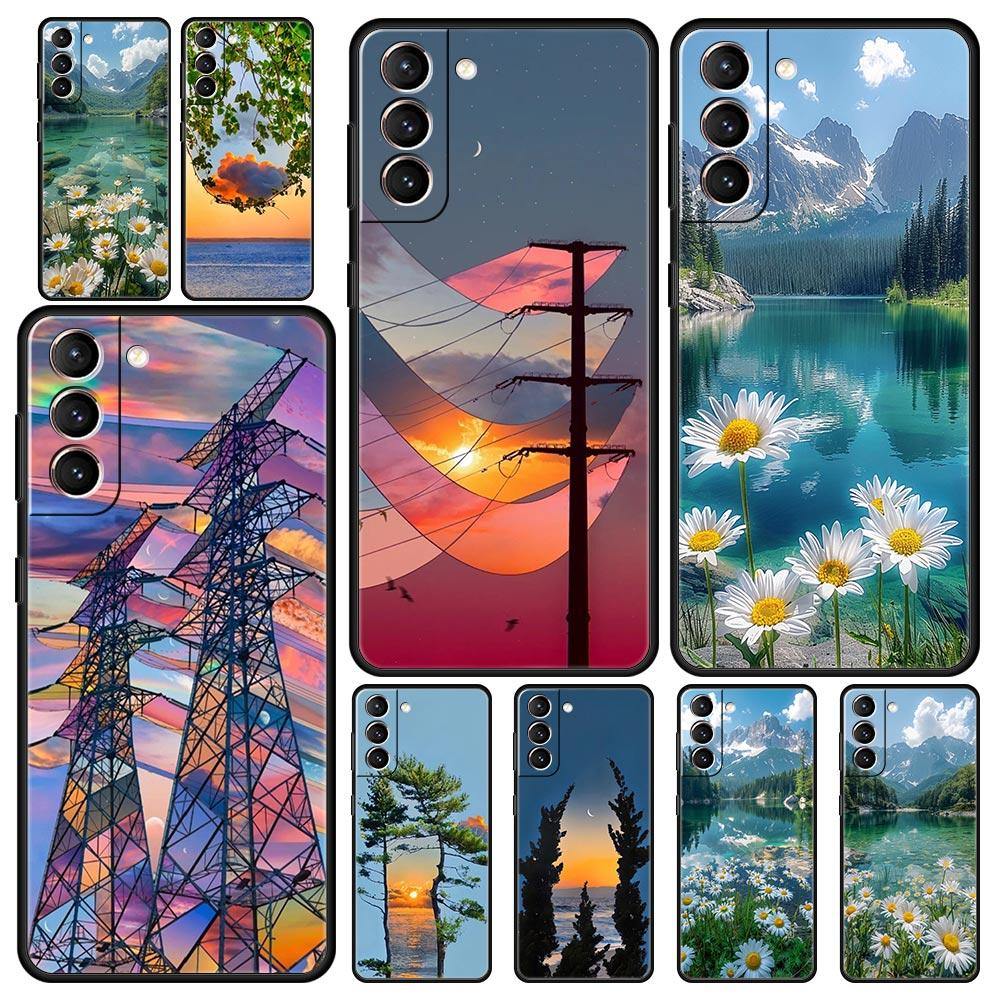 Cute Art Pretty Indie Hot Pink Phone Case For Samsung Galaxy S24 S23 Ultra S22 S21 S20 FE 5G S10 S10E S9 Plus S8 Black Cover