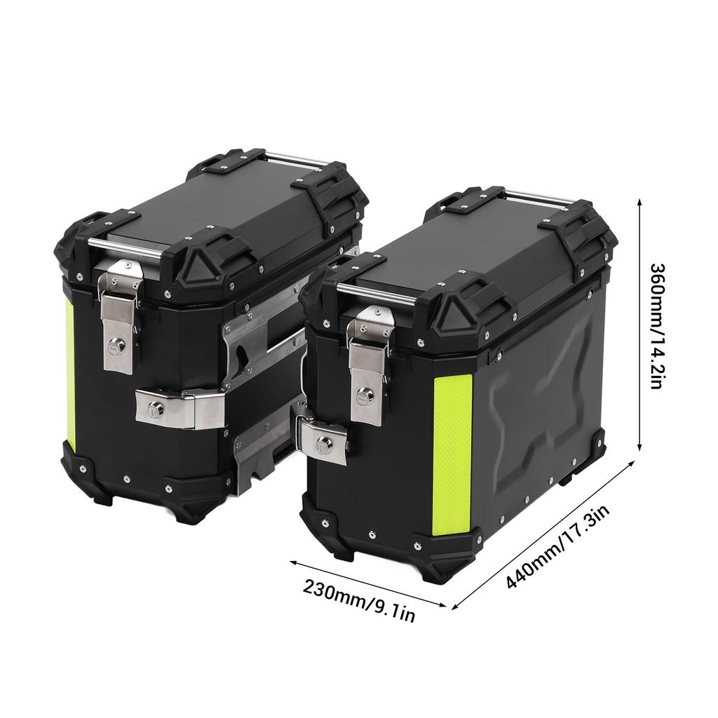 Motorcycle Side Case Motorcycle Side Saddlebag Box Reflective Stickers Cushioning Lining Dust Proof Aluminum Alloy for Scooter