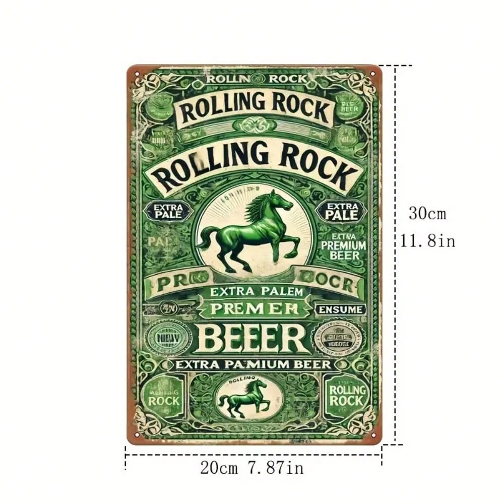 Винтажная металлическая вывеска пива Rolling Rock, Ретро-искусство для пивоварни на стену, Декор для мужской комнаты/бара, Акцент для любителей пива