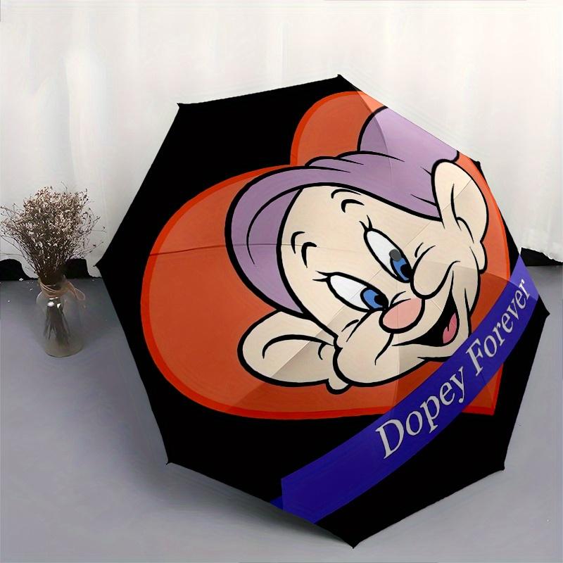 Disney Dopey,Heart,Forever Manual Opening and Closing Umbrella, 8-Rib Reinforced Folding Design, Lightweight