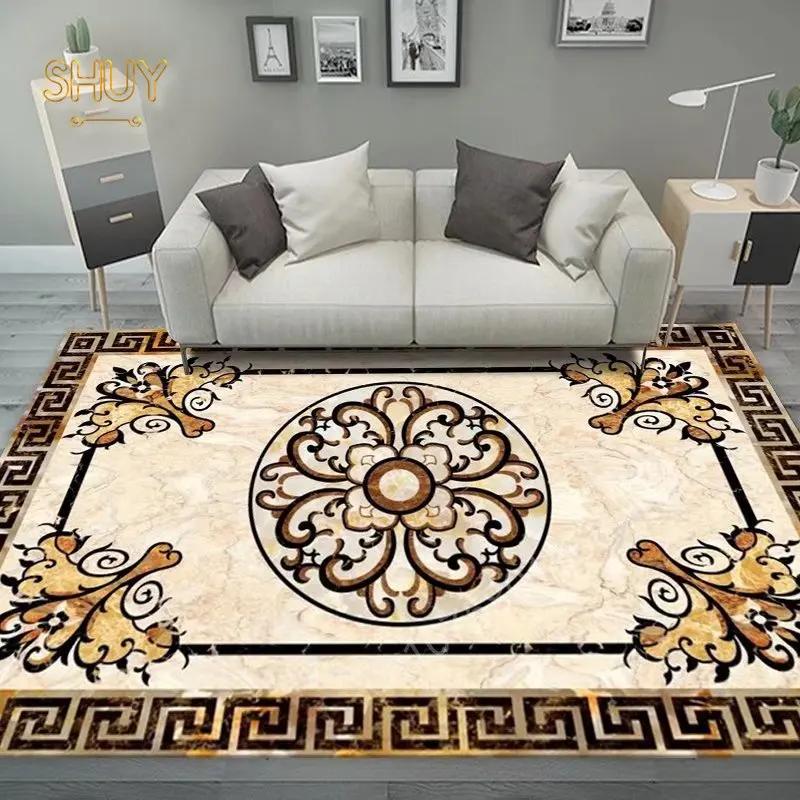 Золотой роскошный ковер для гостиной, дивана, украшения, большой площади, на заказ, высококачественные войлочные ковры 180x280, противоскользящий моющийся напольный коврик