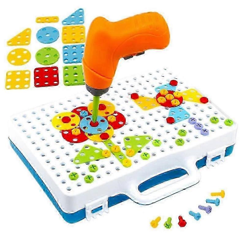 Креативная мозаичная игрушка-пазл с электродрелью - STEM развивающие блоки для детей