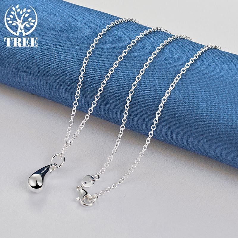 925 Sterling Silver Water Droplets Pendant Necklace Jewelry