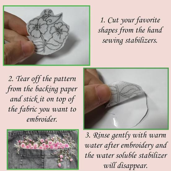 6 Sheets Embroidery Stabilizer Water Soluble Paper DIY Embroidery Transfer Paper Printable Embroidery Patterns Transfer Paper