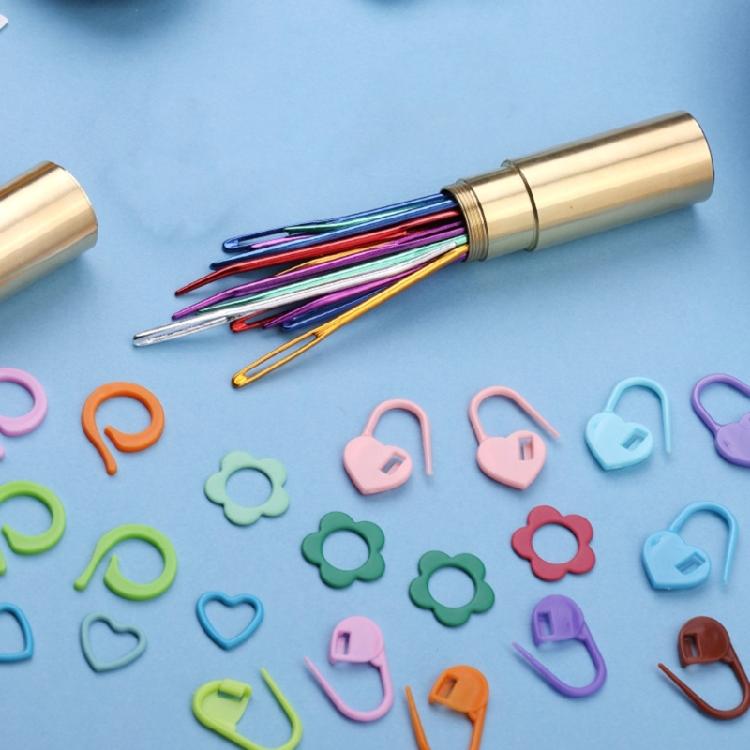 48 шт. Игла с большим ушком и изогнутым кончиком с блокирующим маркером для стежков, игла для гобелена с изогнутым кончиком для вязания, шитья, вязания крючком