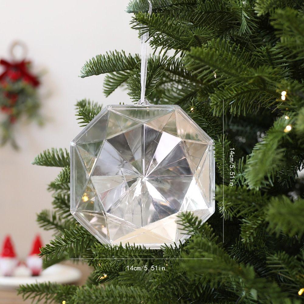 Transparent Christmas Tree Ornament Faceted Diamond Hanging Pendant Holiday Party Decor