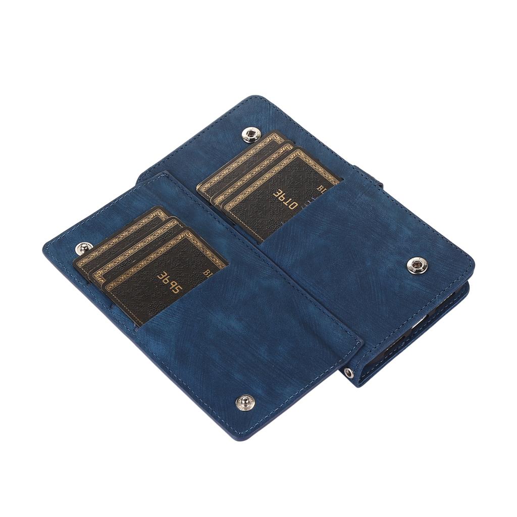 For Xiaomi 14T Case Zipper Pocket 9 Card Slots PU Leather Phone Cover with Wrist Strap