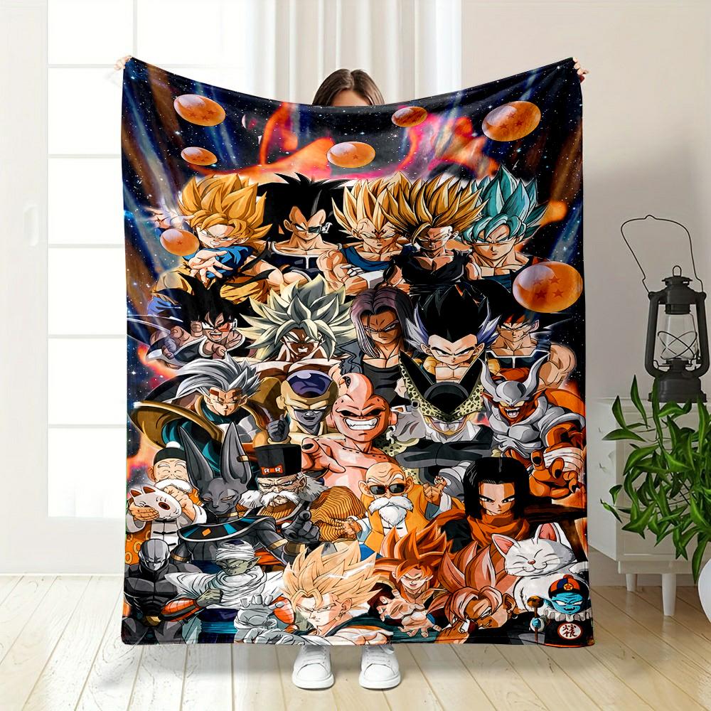Dragon Ball Characters Collage Blanket Patterned flannel blanket perfect for the bedroom living room, sofa, or a little nap