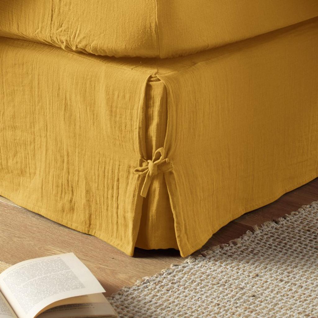 Box Spring Cover 90x190 Cm Cotton Gauze Saffron