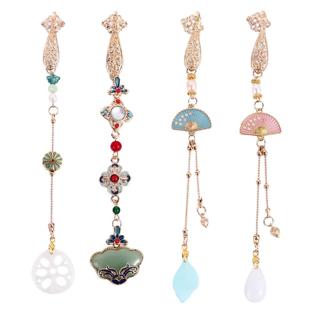 Style Brooches Tassel Brooches Antique Fan Pendant Metal Collar Pins Cheongsam Pin Accessories