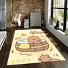 Cute Cartoon Capybara Pattern Carpet with Bath Tub and Warm Colors Suitable for use as an anti-slip for living room bedroom sofas