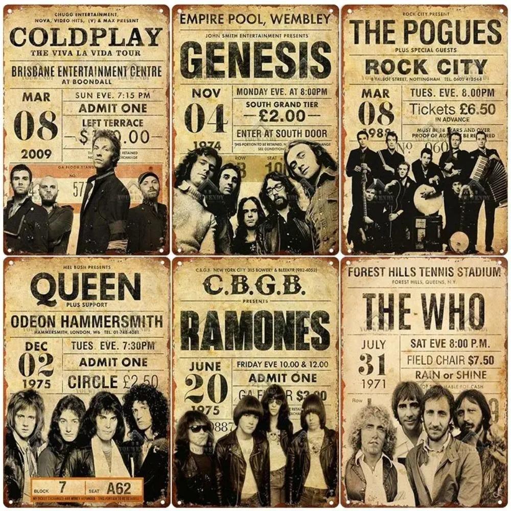 Винтажный металлический постер-знак с рок-музыкального концерта - Художественная живописная табличка - Идеально для украшения ретро-паба, бара и дома