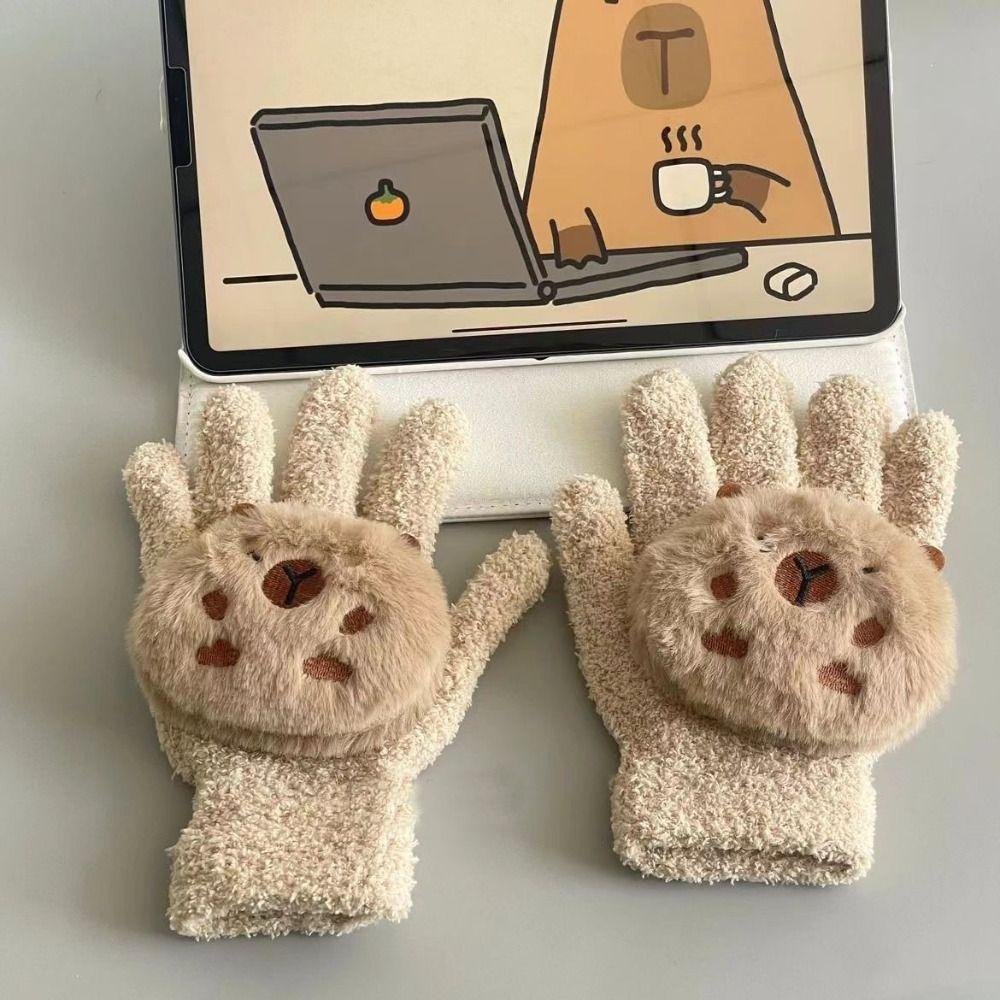 Cartoon Capybara Plush Scarf Warm Gloves New Earmuffs Women