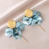 Resin Petals Long Tassel Drop Earrings Pearl Luster Flower Stud Earrings PD2383