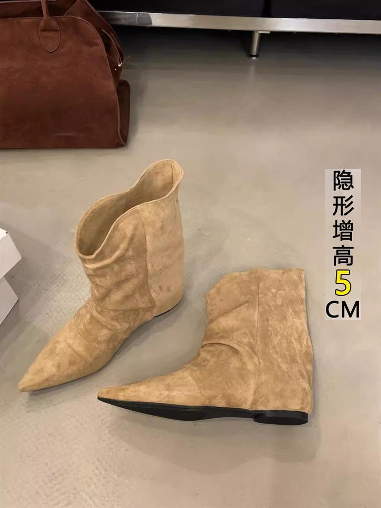 Модные женские замшевые ботильоны на шпильке, осенние новинки, с острым носком и голенищем, противоскользящие и износостойкие