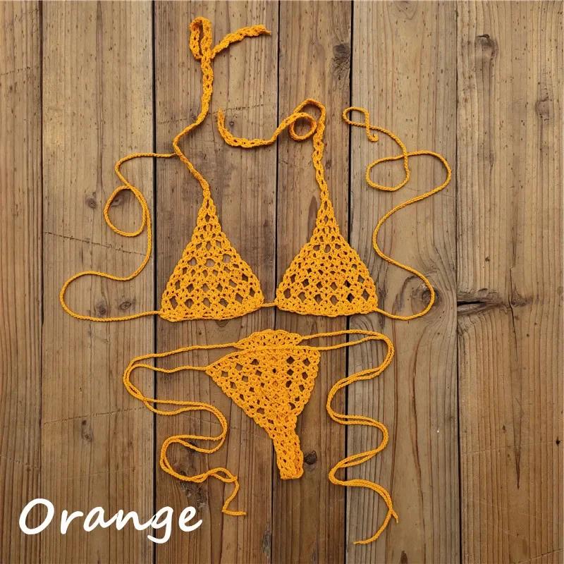 Sunbathing Handmade Crochet Bikini Suit Micro Swimsuit Micro Swimwear