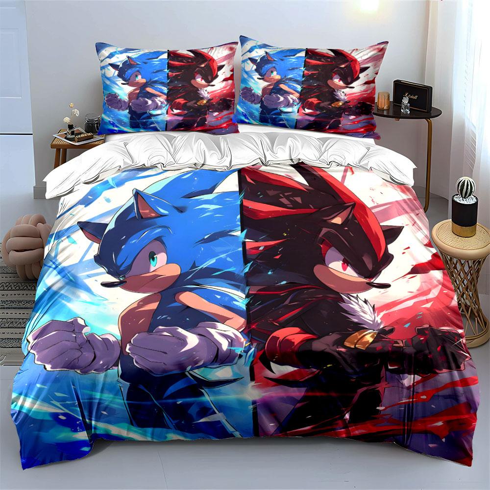 Blue and red hedgehogs. Bedding sets Duvet cover sets Duvet covers Pillowcases(1 * Duvet Cover 2 * Pillowcases without duvet insert)