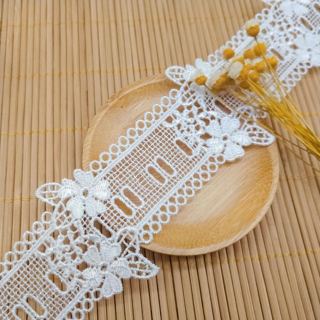 3 ярда/лот, ширина 4,5 см, хорошее качество, белая/черная вышивка, отверстие для вышивки, может пройти лента, цветок, свадебная кружевная бейка, свадебная одежда