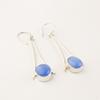 Natural Dark Blue Cat's Eye Gemstone 925 Sterling Silver Handmade Earrings 2.63" EE-136-34