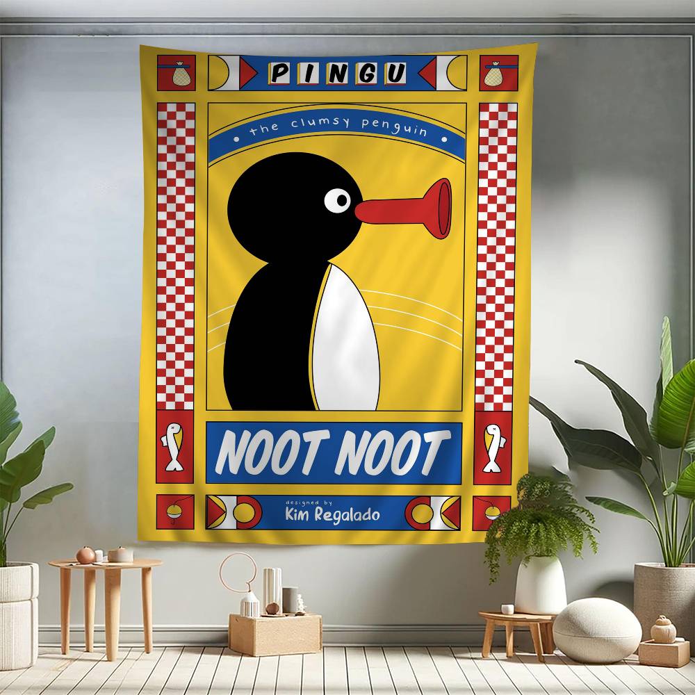 Cartoon Cute PPingu Penguin Colorful Tapestry Wall Hanging Bohemian Wall Tapestries Mandala Wall Hanging Sheets