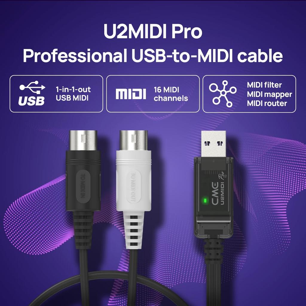 MIDI-кабель CME USB с фильтром и маппером 6,5 фута 2 м Модель U2MIDI Pro